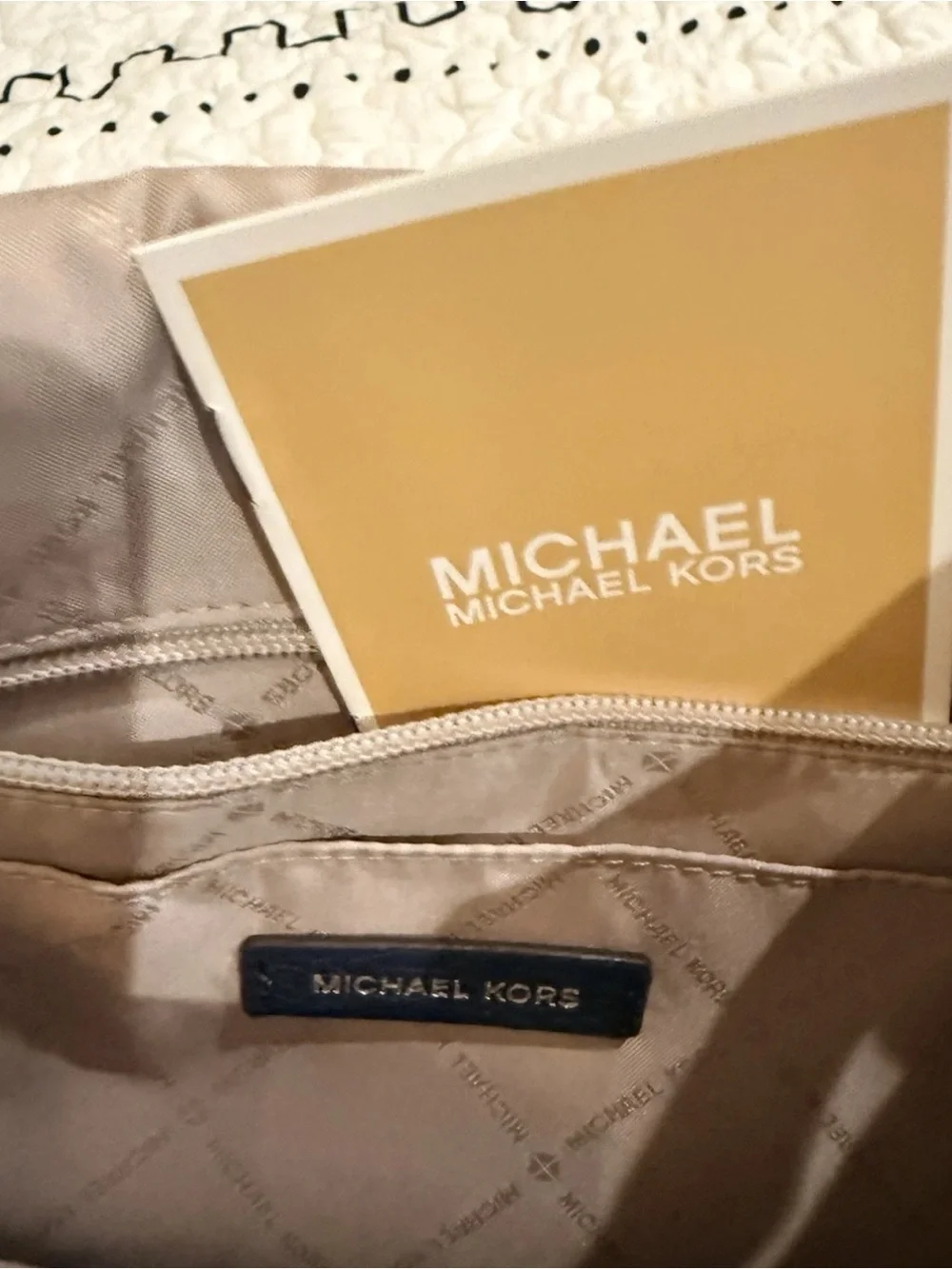 MICHAEL KORS Navy Leather Studded Shoulder Bag with Tassel